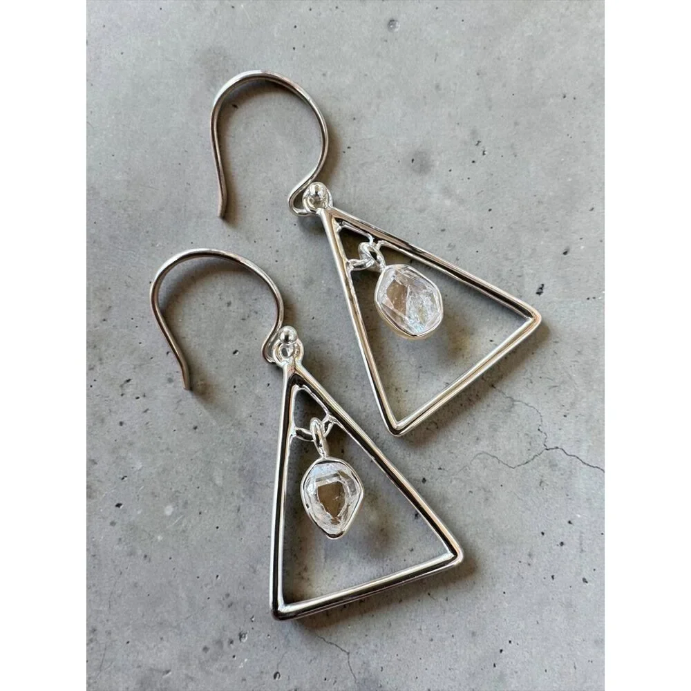 Herkimer Diamond Solid 925 Sterling Silver Earrings